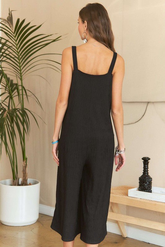 ADORA Black Textured Wide - Leg Jumpsuit - S. M. & Co.