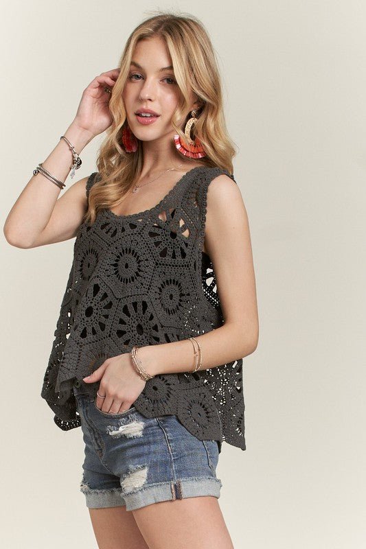 ADORA Crochet Wide Strap Tank - S. M. & Co.