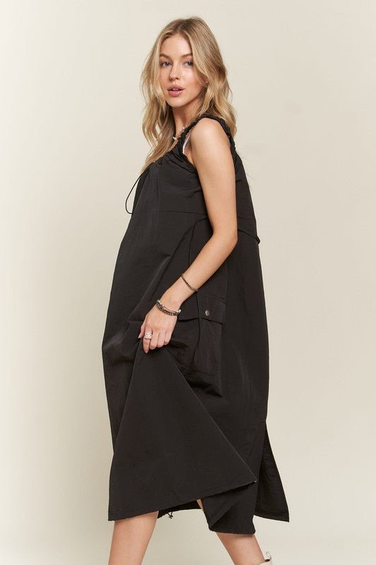 ADORA Drawstring Slit Back Cargo Dress - S. M. & Co.