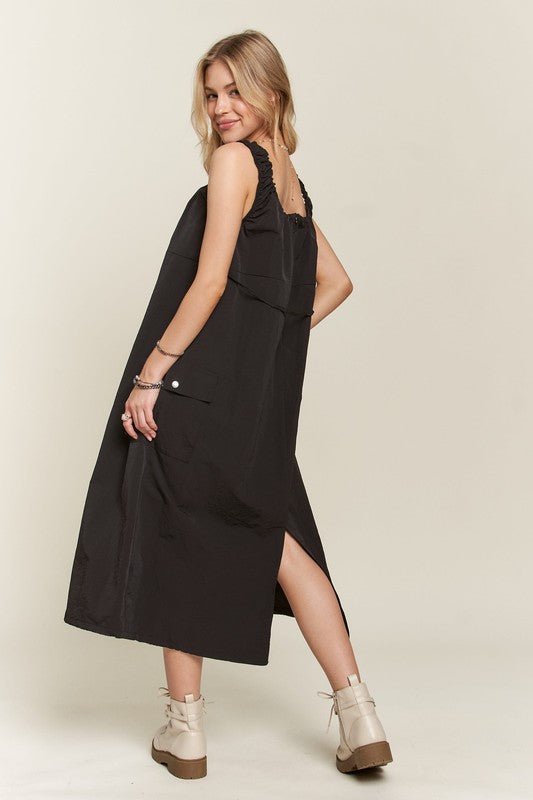 ADORA Drawstring Slit Back Cargo Dress - S. M. & Co.