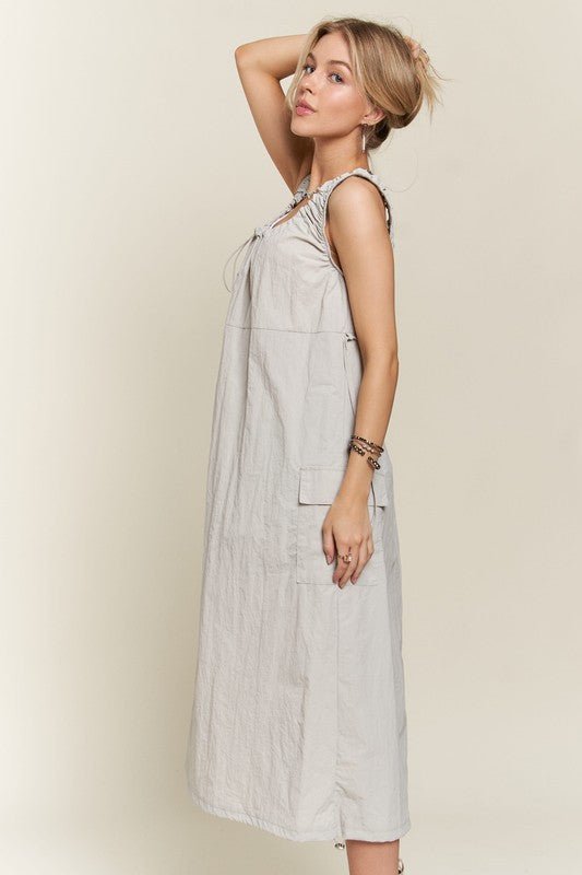 ADORA Drawstring Slit Back Cargo Dress - S. M. & Co.