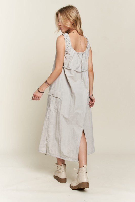 ADORA Drawstring Slit Back Cargo Dress - S. M. & Co.