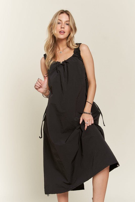 ADORA Drawstring Slit Back Cargo Dress - S. M. & Co.