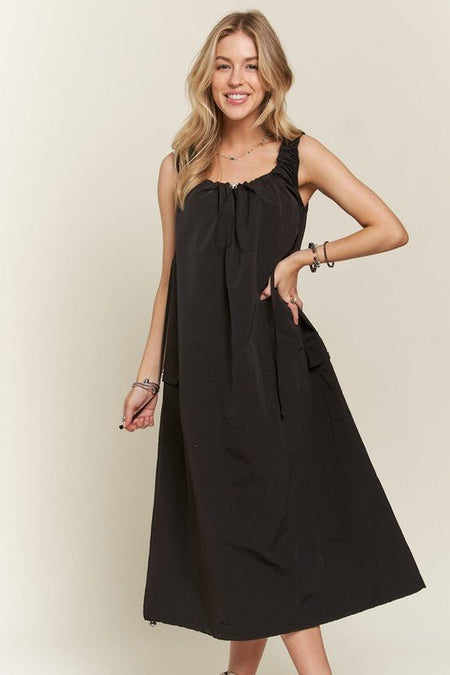 ADORA Drawstring Slit Back Cargo Dress - S. M. & Co.