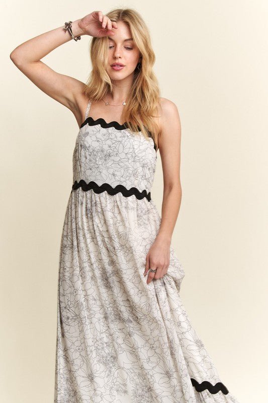 ADORA Floral Adjustable Strap Maxi Cami Dress - S. M. & Co.