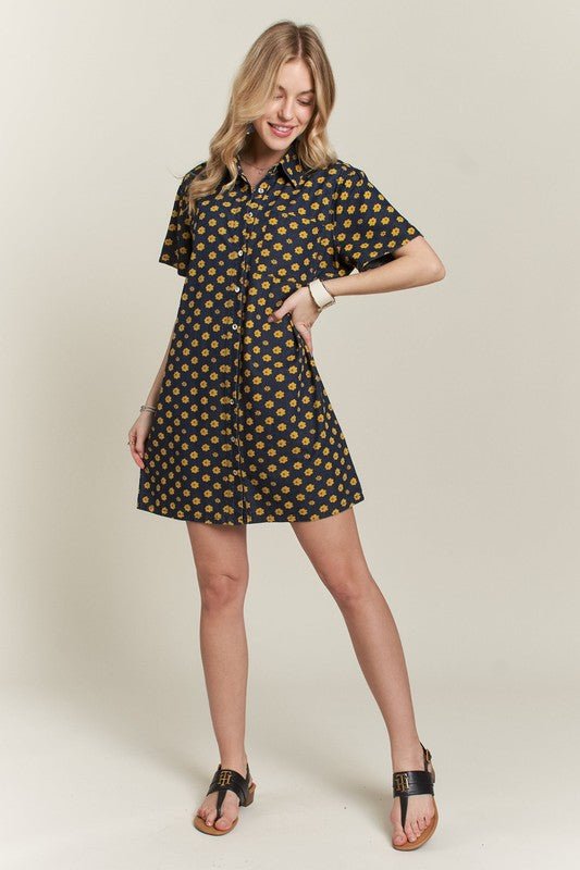 ADORA Floral Button - Up Mini Denim Dress - S. M. & Co.