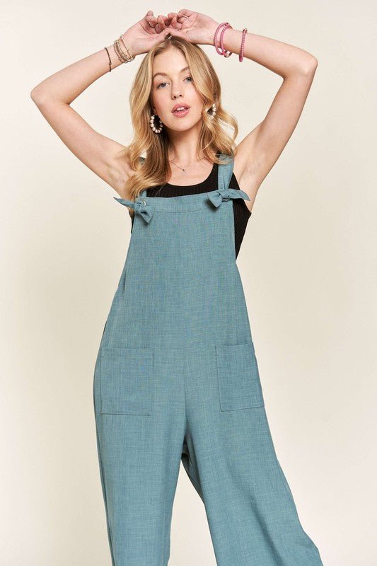 ADORA Knotted Wide Strap Wide Leg Overalls - S. M. & Co.