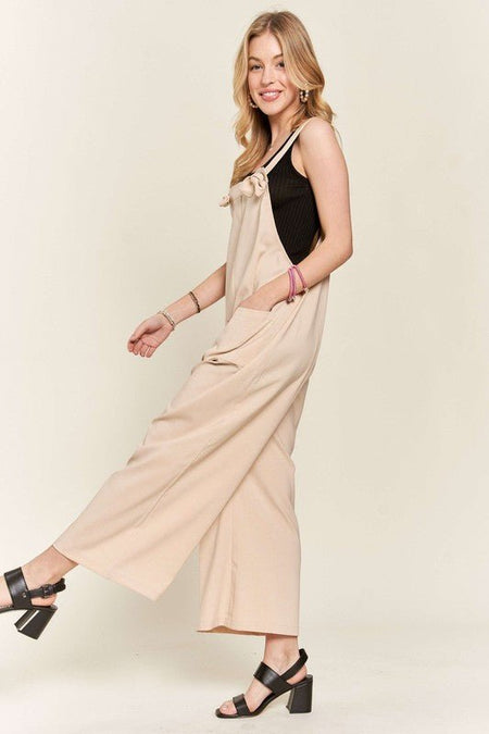 ADORA Knotted Wide Strap Wide Leg Overalls - S. M. & Co.