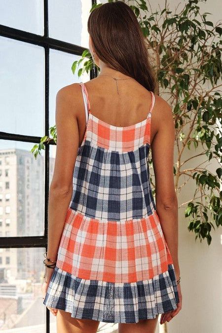 ADORA Plaid Tiered Babydoll Cami - S. M. & Co.