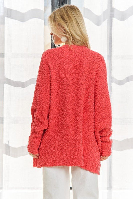 ADORA Popcorn Knit Open Front Long Sleeve Cardigan - S. M. & Co.