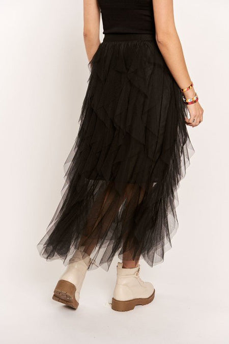 ADORA Ruffled Elastic Waist Midi Skirt - S. M. & Co.