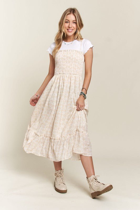 ADORA Smocked Floral Ruffled Hem Cami Dress - S. M. & Co.