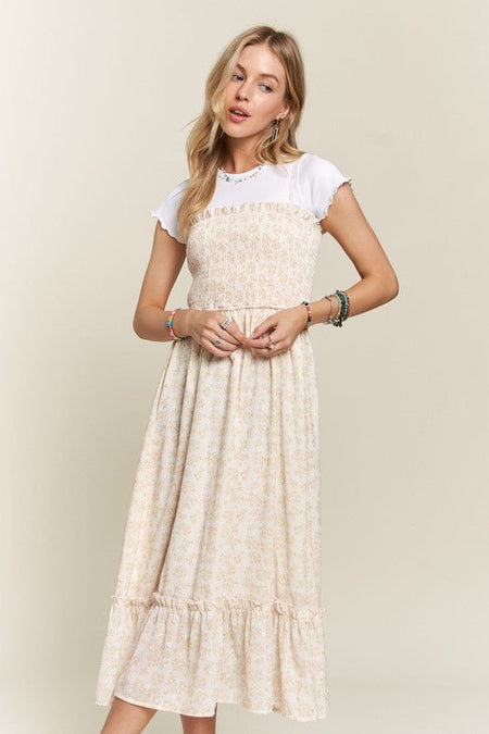 ADORA Smocked Floral Ruffled Hem Cami Dress - S. M. & Co.