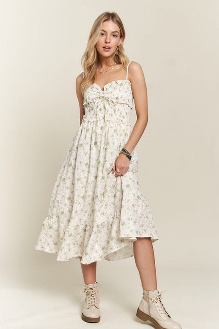 ADORA Smocked Floral Sweetheart Neck Cami Dress - S. M. & Co.