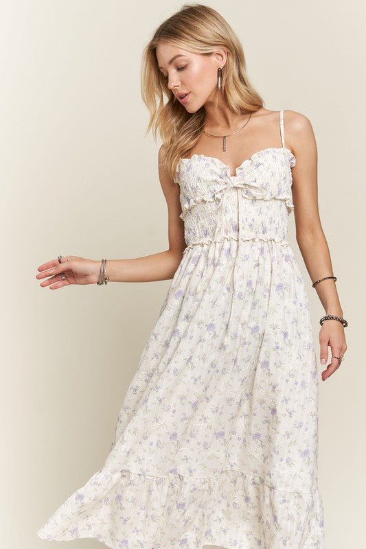 ADORA Smocked Floral Sweetheart Neck Cami Dress - S. M. & Co.