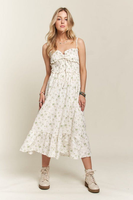 ADORA Smocked Floral Sweetheart Neck Cami Dress - S. M. & Co.