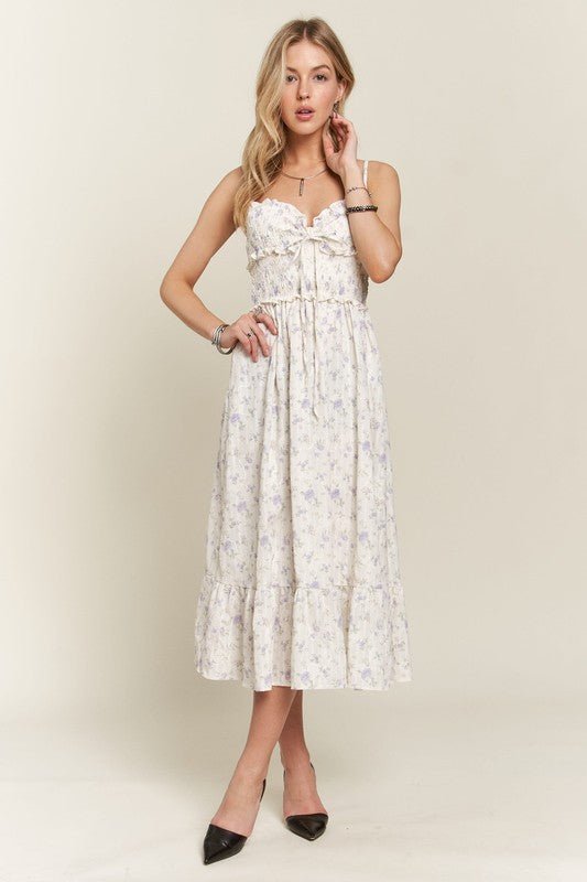 ADORA Smocked Floral Sweetheart Neck Cami Dress - S. M. & Co.