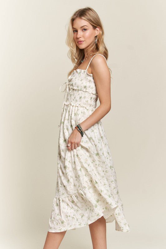 ADORA Smocked Floral Sweetheart Neck Cami Dress - S. M. & Co.