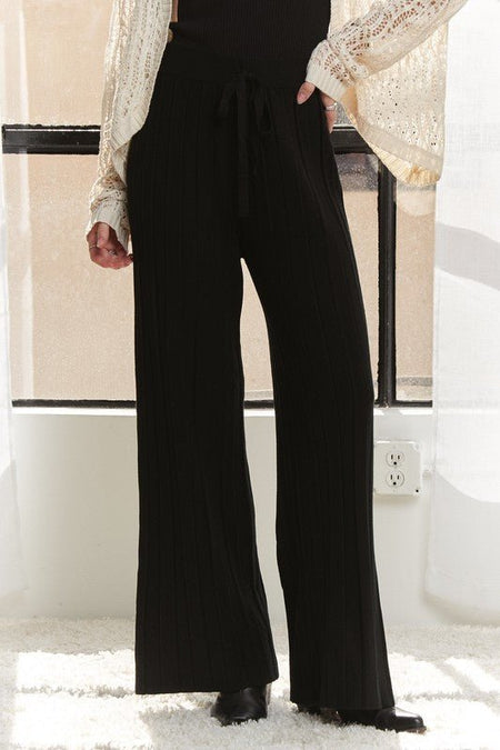 ADORA Tied Wide Leg Knit Pants - S. M. & Co.