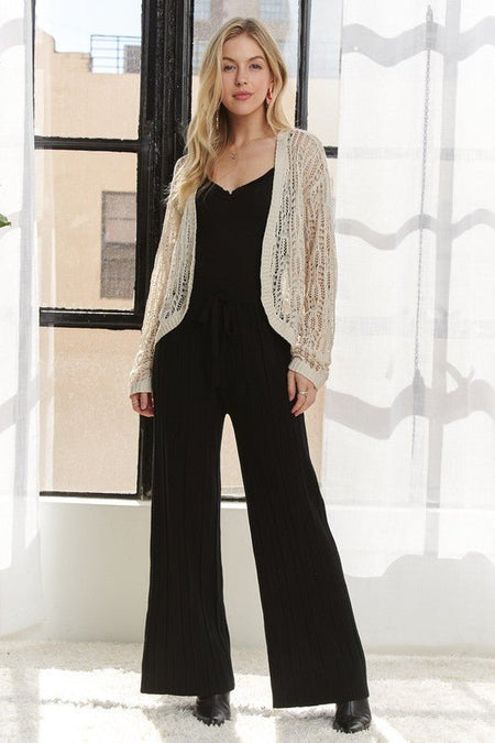 ADORA Tied Wide Leg Knit Pants - S. M. & Co.