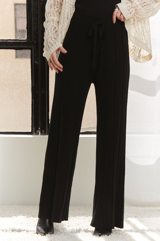 ADORA Tied Wide Leg Knit Pants - S. M. & Co.