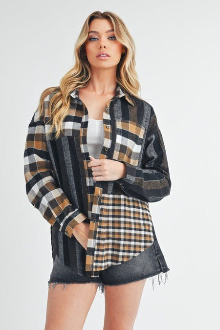 Aem+Co Curved Hem Plaid Button Up Shirt - S. M. & Co.