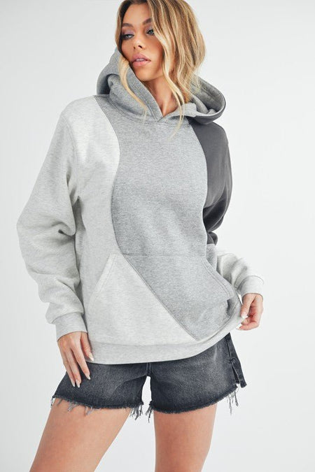 Aemi + Co Color Block Hoodie with Kangaroo Pocket - S. M. & Co.