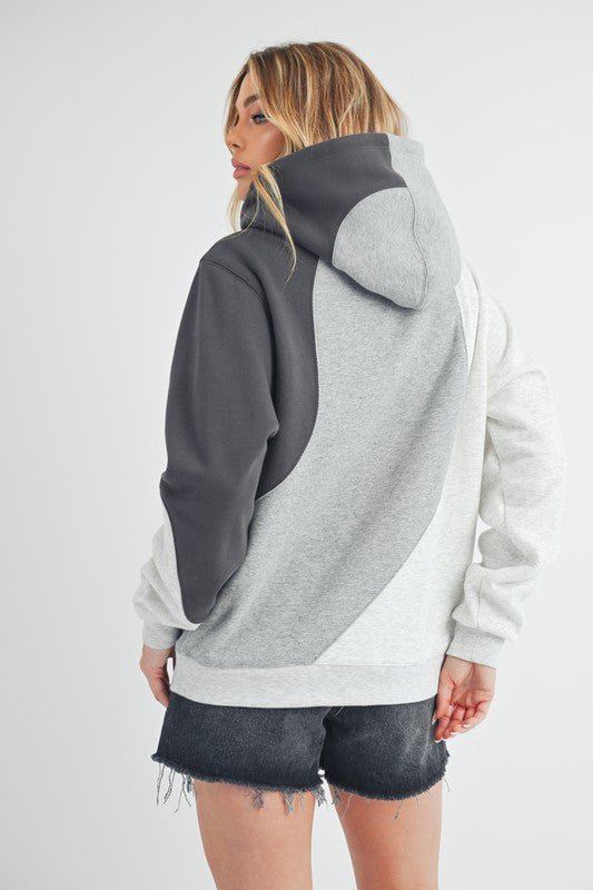 Aemi + Co Color Block Hoodie with Kangaroo Pocket - S. M. & Co.