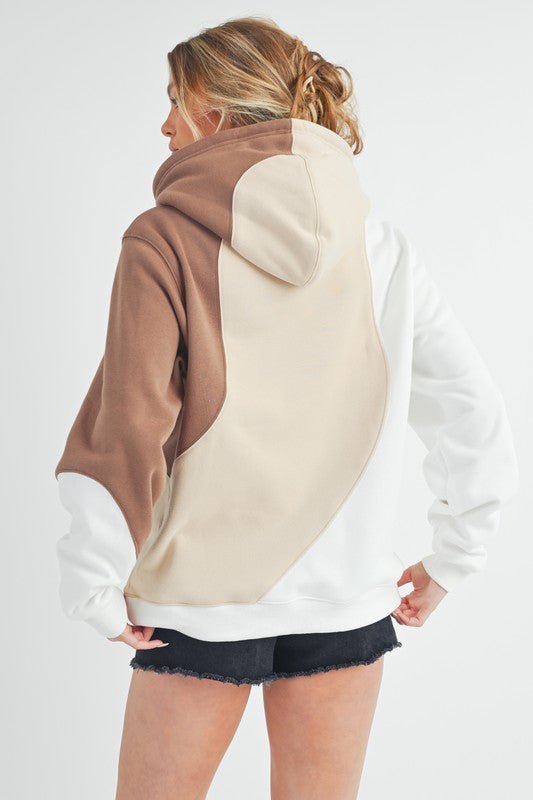 Aemi + Co Color Block Hoodie with Kangaroo Pocket - S. M. & Co.