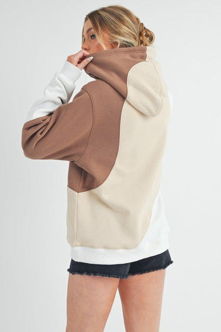 Aemi + Co Color Block Hoodie with Kangaroo Pocket - S. M. & Co.