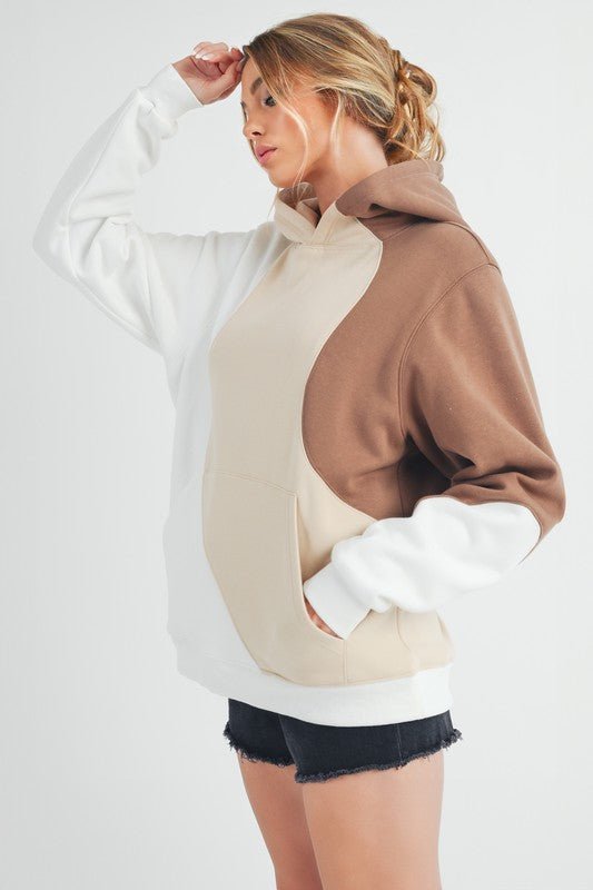 Aemi + Co Color Block Hoodie with Kangaroo Pocket - S. M. & Co.