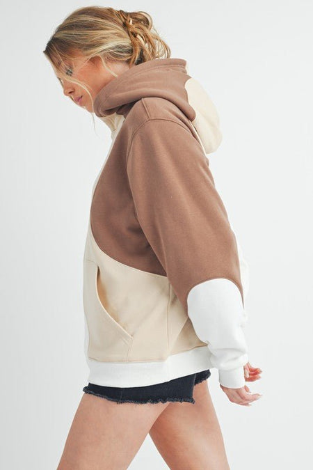 Aemi + Co Color Block Hoodie with Kangaroo Pocket - S. M. & Co.