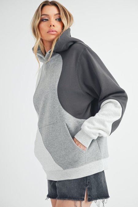 Aemi + Co Color Block Hoodie with Kangaroo Pocket - S. M. & Co.