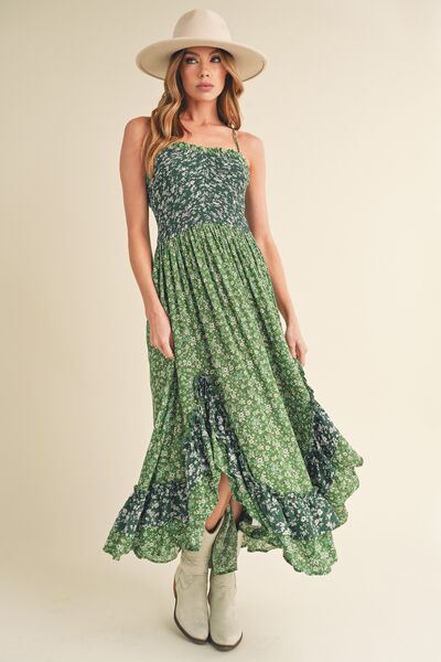 Aemi + Co Ditsy Floral Ruffled Hem Maxi Cami Dress - S. M. & Co.