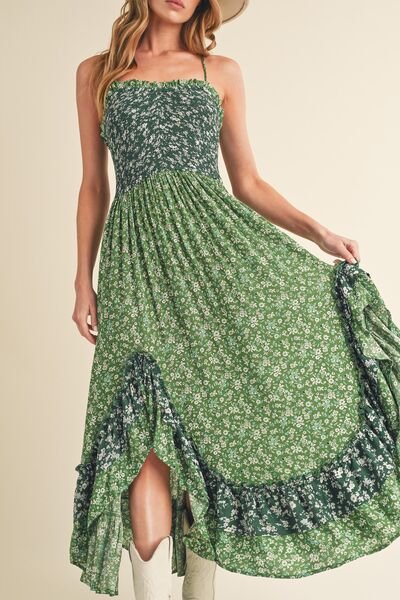 Aemi + Co Ditsy Floral Ruffled Hem Maxi Cami Dress - S. M. & Co.