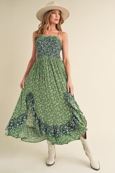 Aemi + Co Ditsy Floral Ruffled Hem Maxi Cami Dress - S. M. & Co.