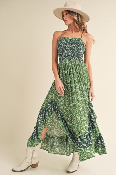 Aemi + Co Ditsy Floral Ruffled Hem Maxi Cami Dress - S. M. & Co.