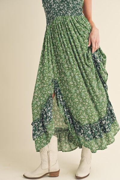 Aemi + Co Ditsy Floral Ruffled Hem Maxi Cami Dress - S. M. & Co.