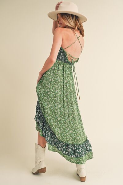 Aemi + Co Ditsy Floral Ruffled Hem Maxi Cami Dress - S. M. & Co.