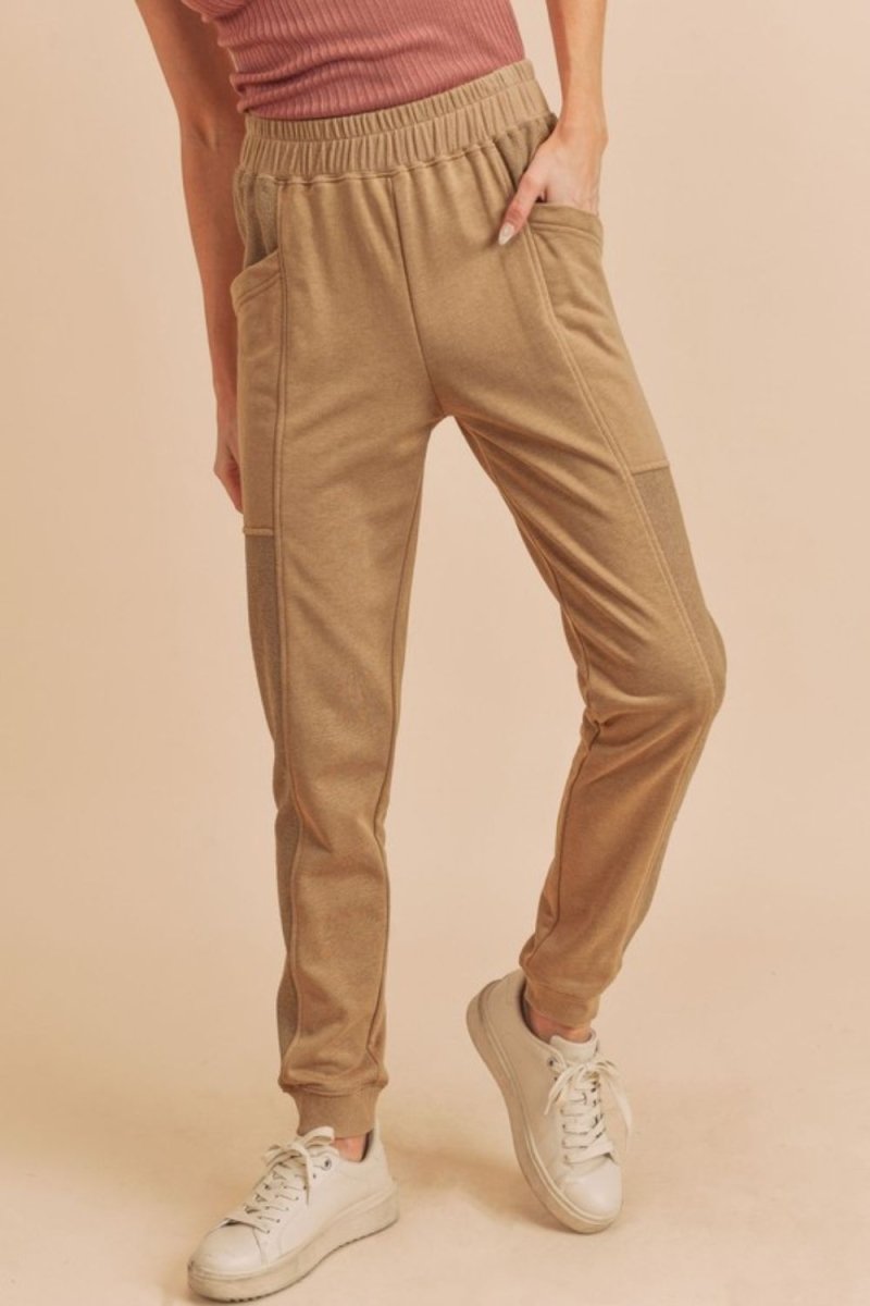 Aemi + Co Elastic Waist Joggers with Pockets - S. M. & Co.