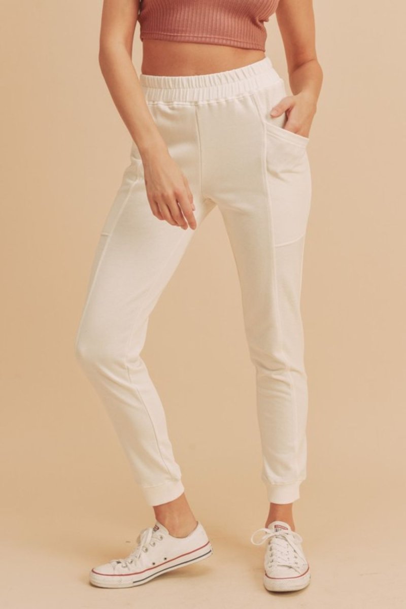 Aemi + Co Elastic Waist Joggers with Pockets - S. M. & Co.