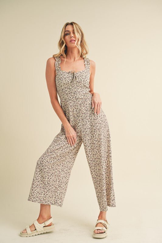 Aemi + Co Floral Sweetheart Neck Wide Leg Jumpsuit - S. M. & Co.