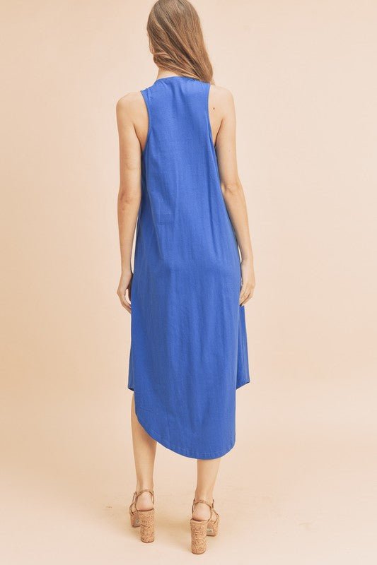 Aemi + Co Front Pleat Detail V - Neck Sleeveless Midi Dress - S. M. & Co.