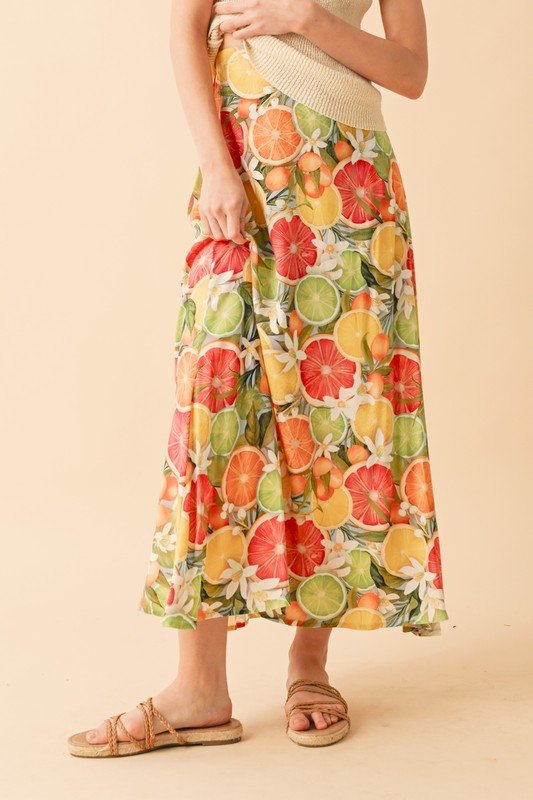 Aemi + Co Fruit Print Maxi Skirt - S. M. & Co.