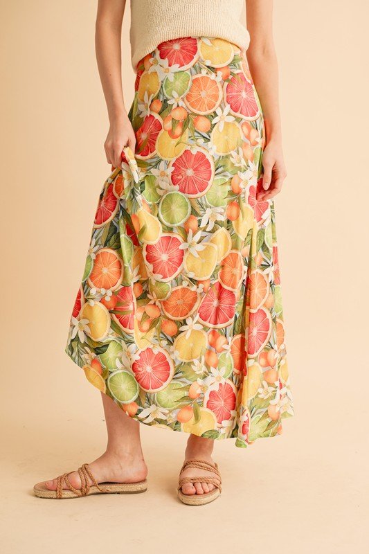 Aemi + Co Fruit Print Maxi Skirt - S. M. & Co.