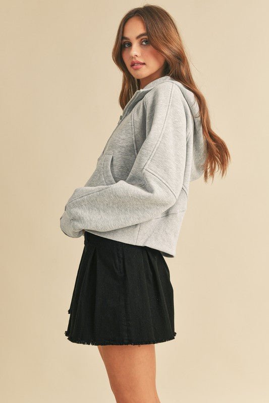 Aemi + Co Half Zip Raglan Sleeve Hoodie with Kangaroo Pocket - S. M. & Co.