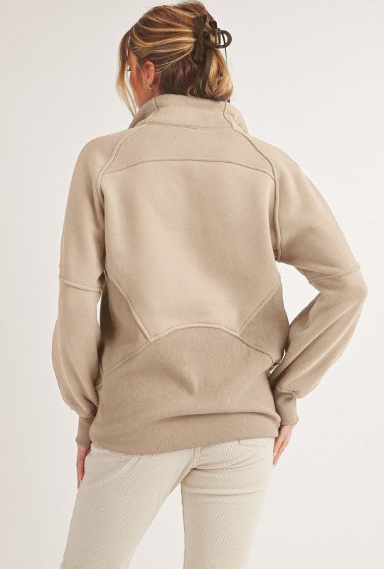 Aemi + Co Half Zip Raglan Sleeve Sweatshirt with Kangaroo Pocket - S. M. & Co.