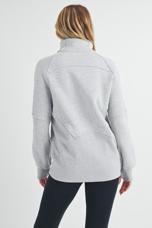 Aemi + Co Half Zip Raglan Sleeve Sweatshirt with Kangaroo Pocket - S. M. & Co.