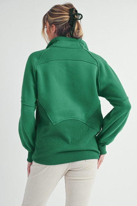 Aemi + Co Half Zip Raglan Sleeve Sweatshirt with Kangaroo Pocket - S. M. & Co.