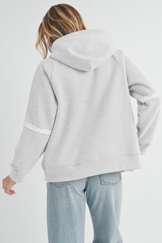 Aemi + Co Lace Detail Drawstring Hoodie with Kangaroo Pocket - S. M. & Co.